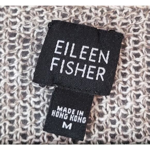 Eileen Fisher Cropped Linen Sweater – Scoop Neck – Open Weave – M – Oatmeal - Picture 4 of 7